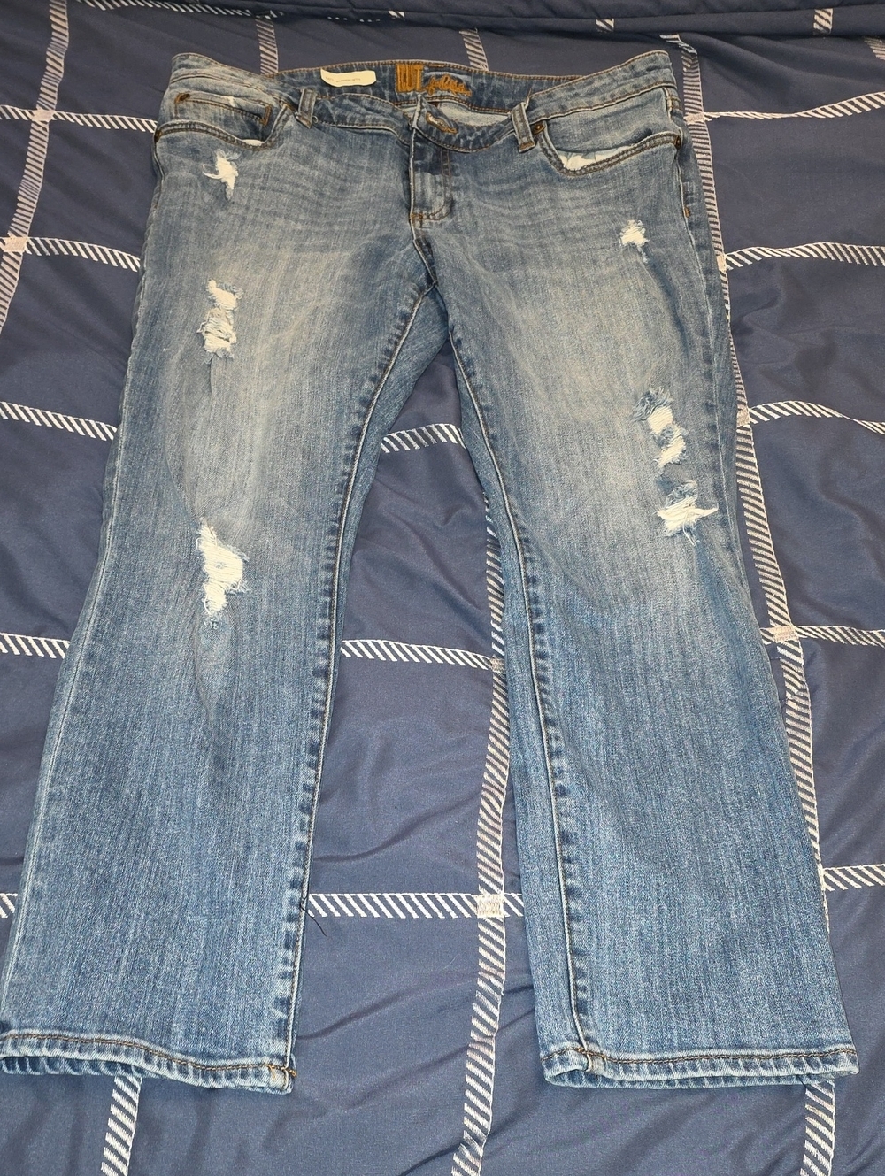 Kut from the Kloth Light Wash Distressed Boot Cut Jeans